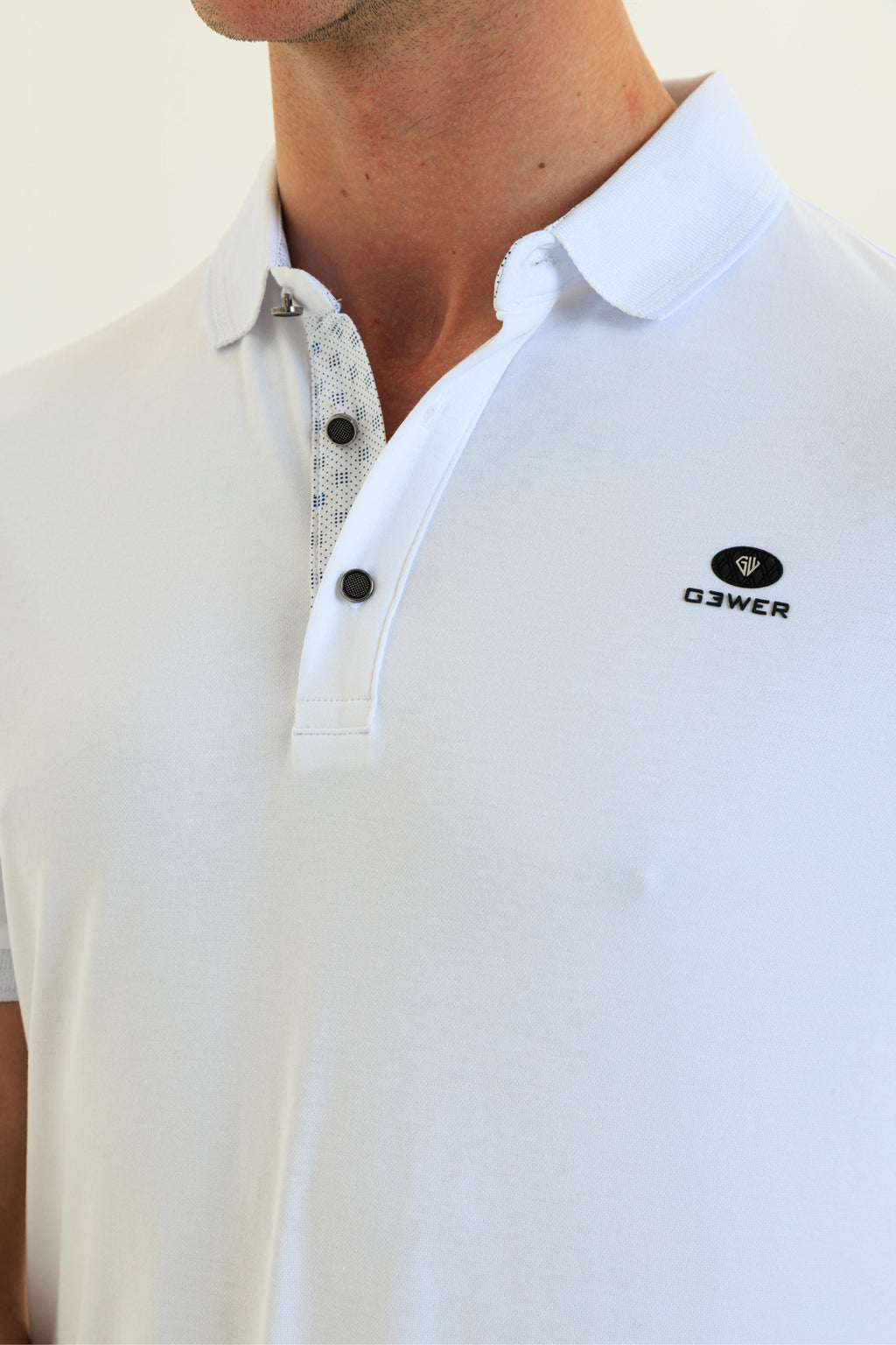 GEWER  Polo Yaka Erkek T-Shirt Beyaz - Slim Fit & Merserize Dokuma