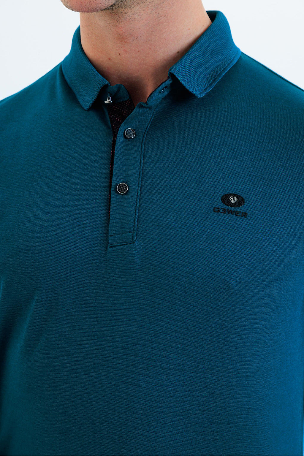 GEWER  Polo Yaka Erkek T-Shirt Petrol - Slim Fit & Merserize Dokuma