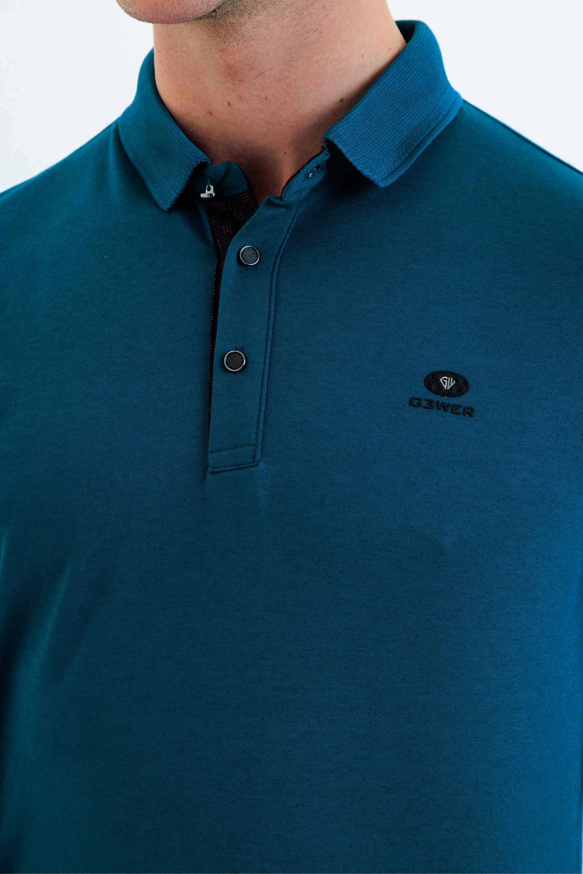 GEWER  Polo Yaka Erkek T-Shirt Petrol - Slim Fit & Merserize Dokuma