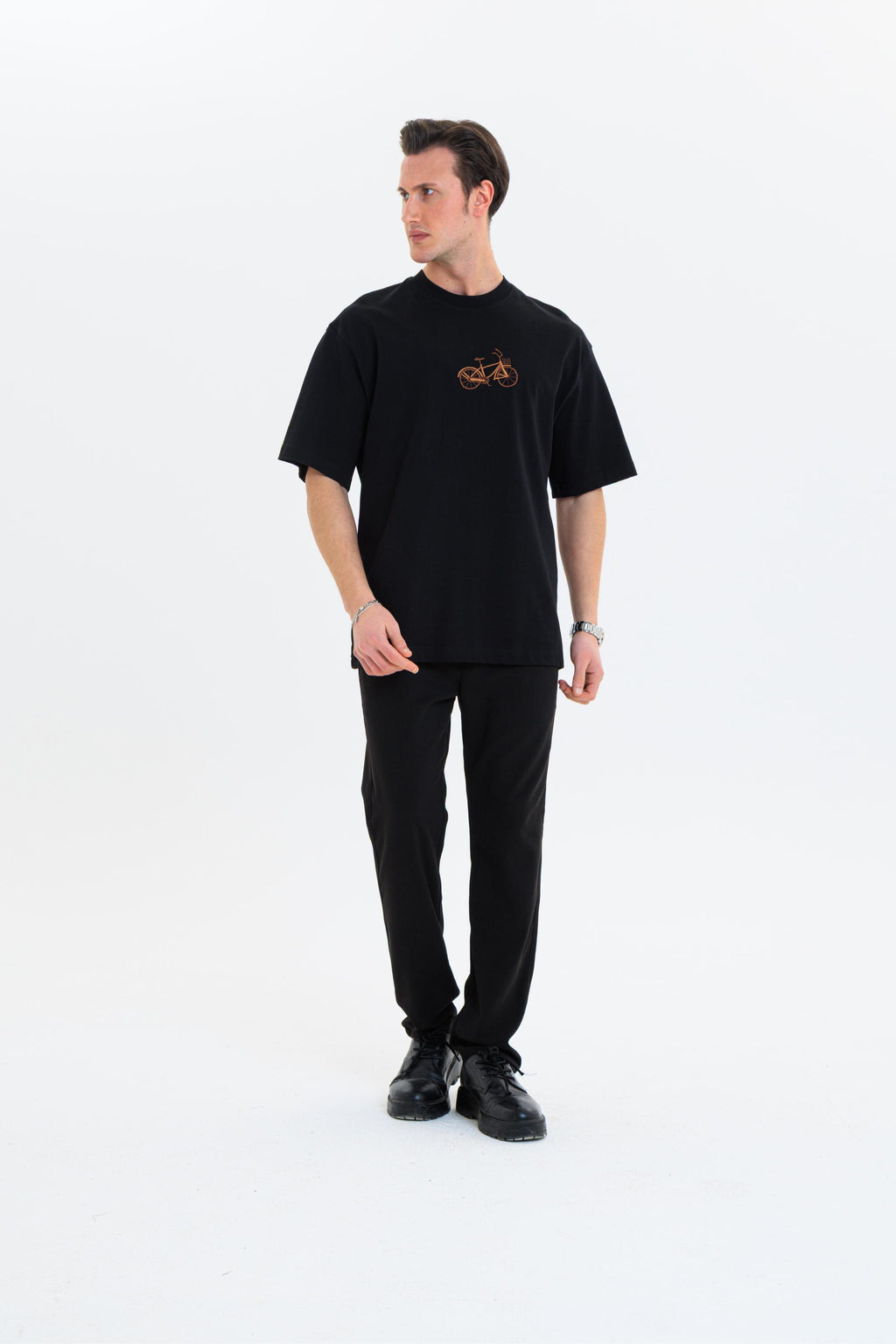 GEWER Erkek Basic T-Shirt Siyah - Bisiklet Yaka & Kısa Kollu Regular Kalıp