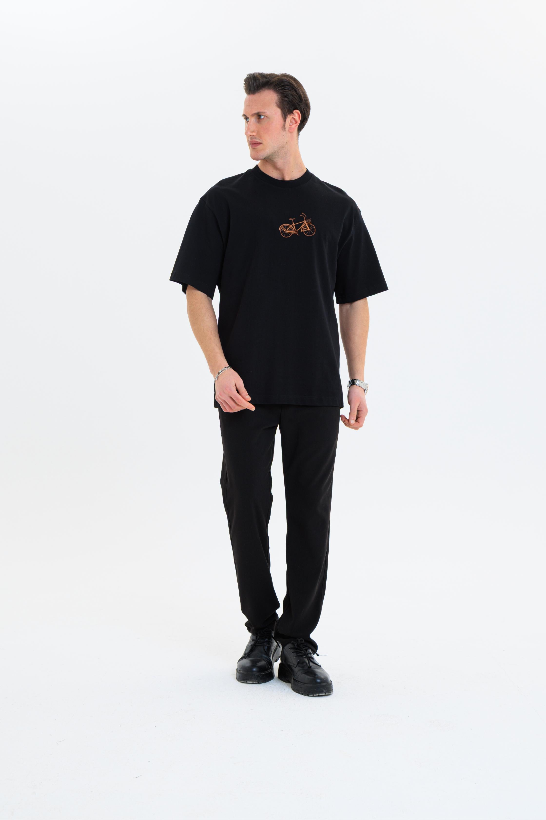 GEWER Erkek Basic T-Shirt Siyah - Bisiklet Yaka & Kısa Kollu Regular Kalıp