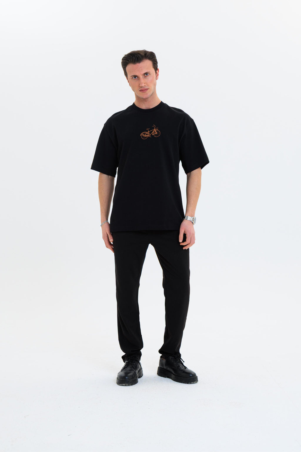 GEWER Erkek Basic T-Shirt Siyah - Bisiklet Yaka & Kısa Kollu Regular Kalıp
