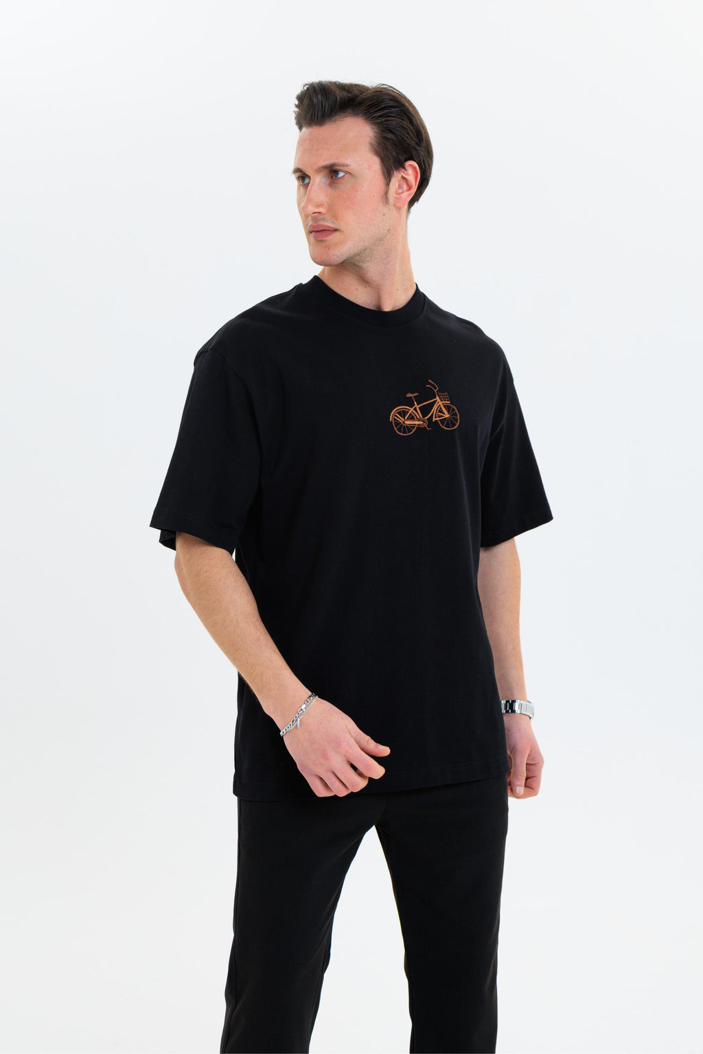 GEWER Erkek Basic T-Shirt Siyah - Bisiklet Yaka & Kısa Kollu Regular Kalıp