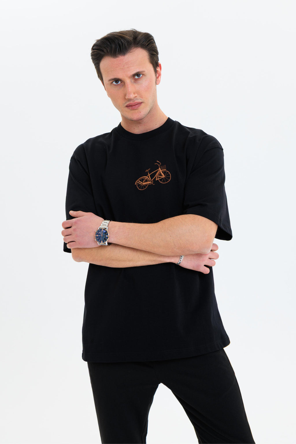 GEWER Erkek Basic T-Shirt Siyah - Bisiklet Yaka & Kısa Kollu Regular Kalıp