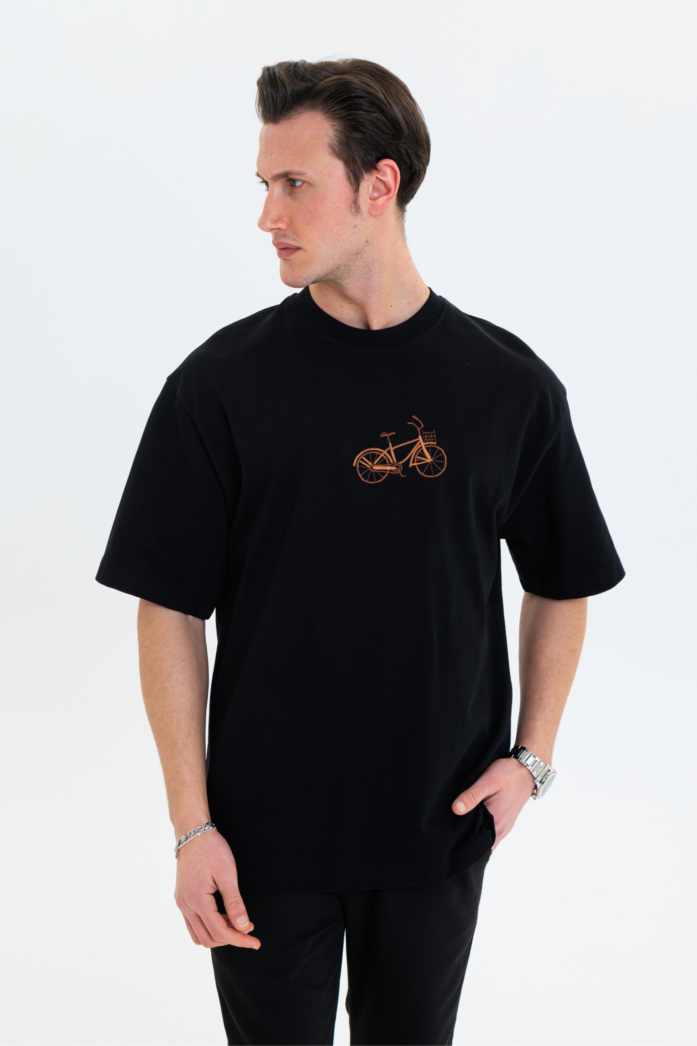 GEWER Erkek Basic T-Shirt Siyah - Bisiklet Yaka & Kısa Kollu Regular Kalıp