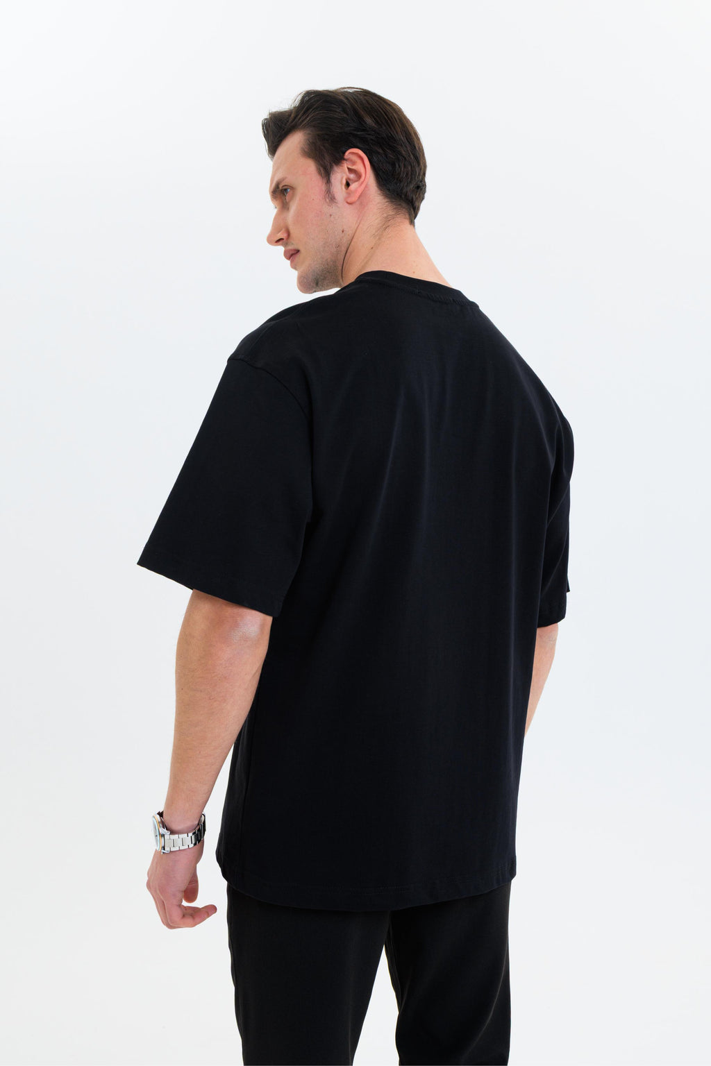 GEWER Erkek Basic T-Shirt Siyah - Bisiklet Yaka & Kısa Kollu Regular Kalıp