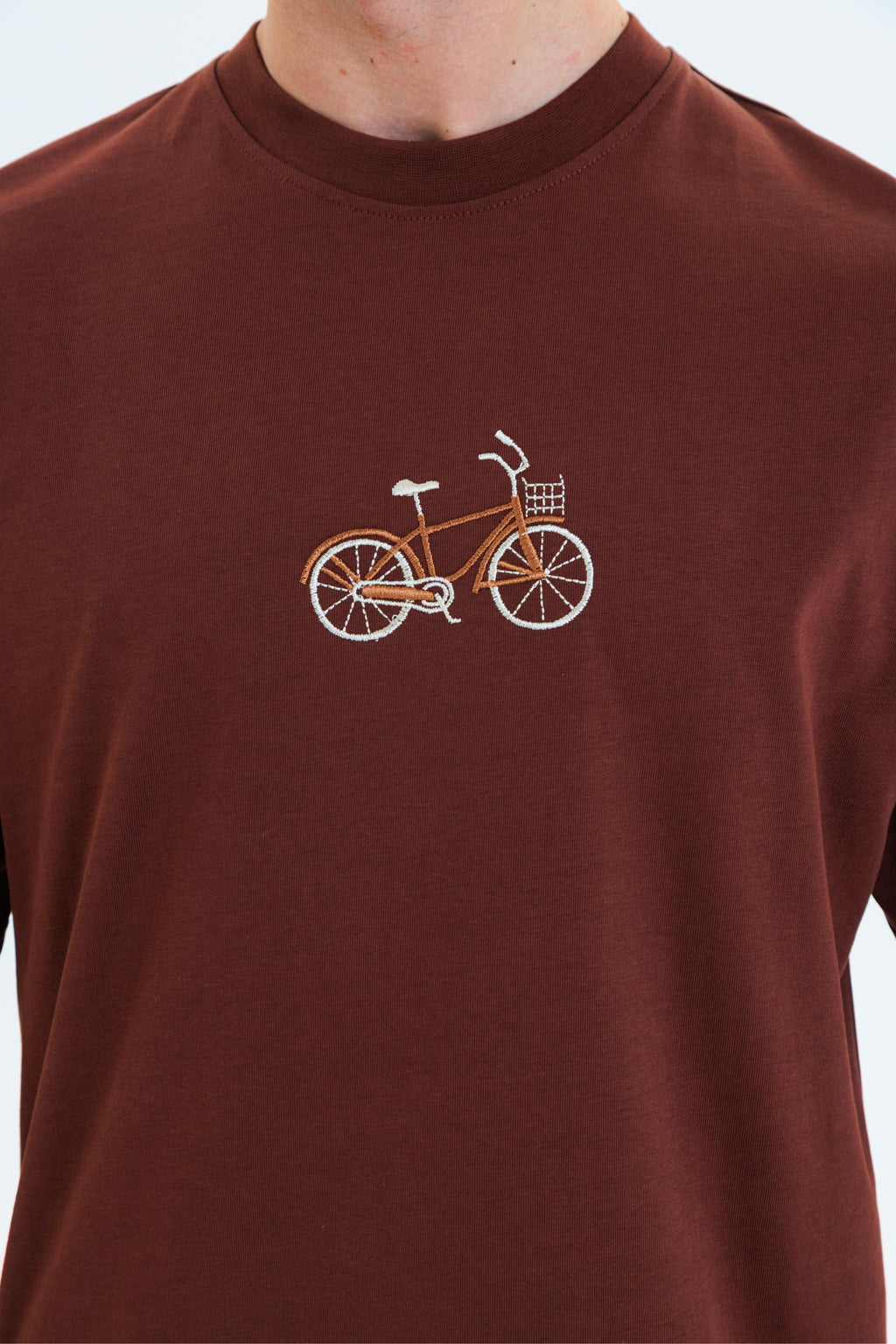 GEWER Erkek Basic T-Shirt Kahverengi - Bisiklet Yaka & Kısa Kollu Regular Kalıp