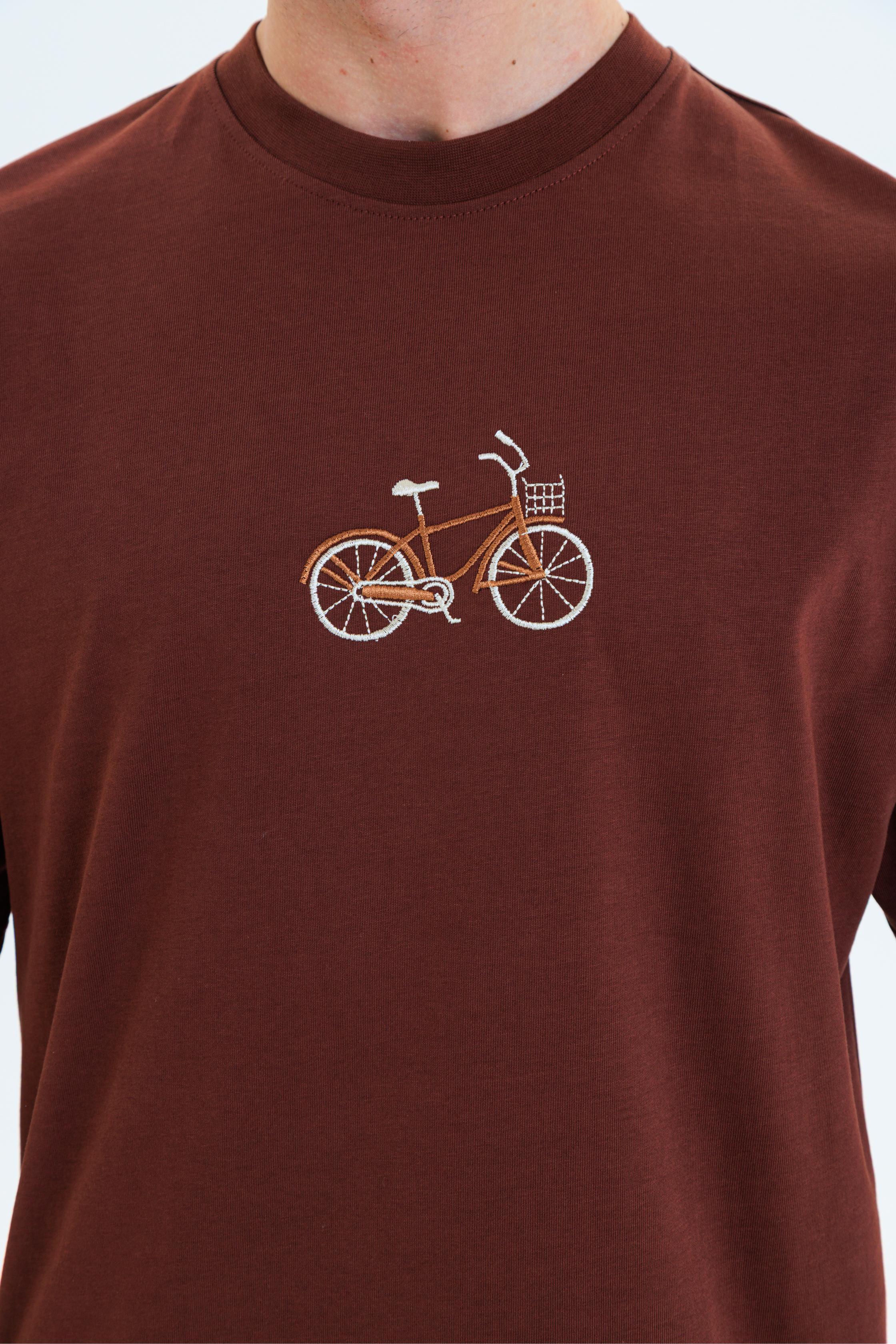 GEWER Erkek Basic T-Shirt Kahverengi - Bisiklet Yaka & Kısa Kollu Regular Kalıp