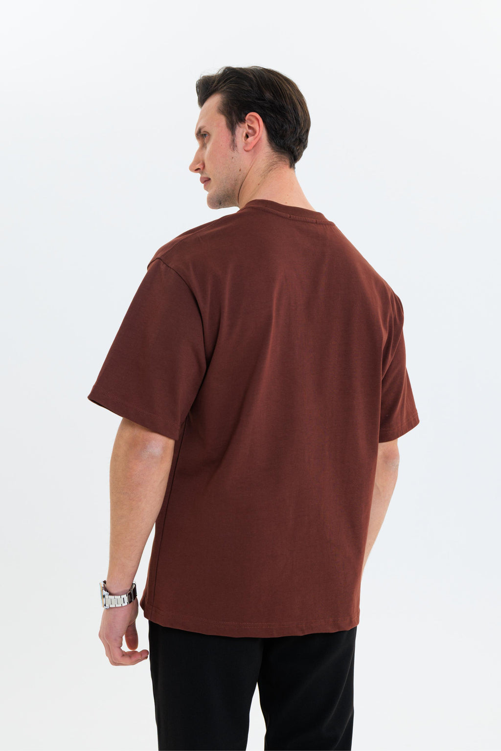 GEWER Erkek Basic T-Shirt Kahverengi - Bisiklet Yaka & Kısa Kollu Regular Kalıp