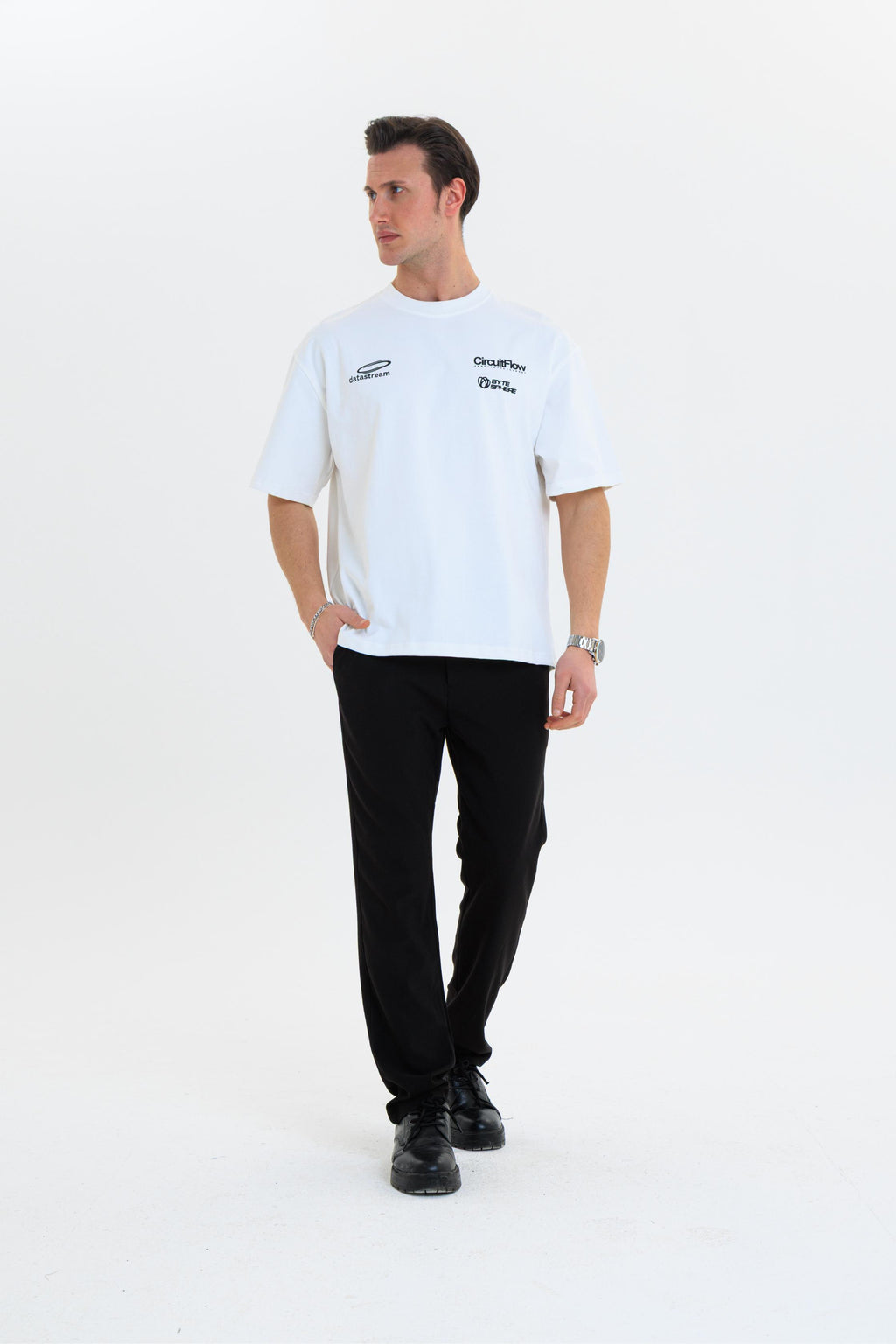GEWER Erkek Basic T-Shirt Beyaz - Bisiklet Yaka & Kısa Kollu Oversize Kalıp