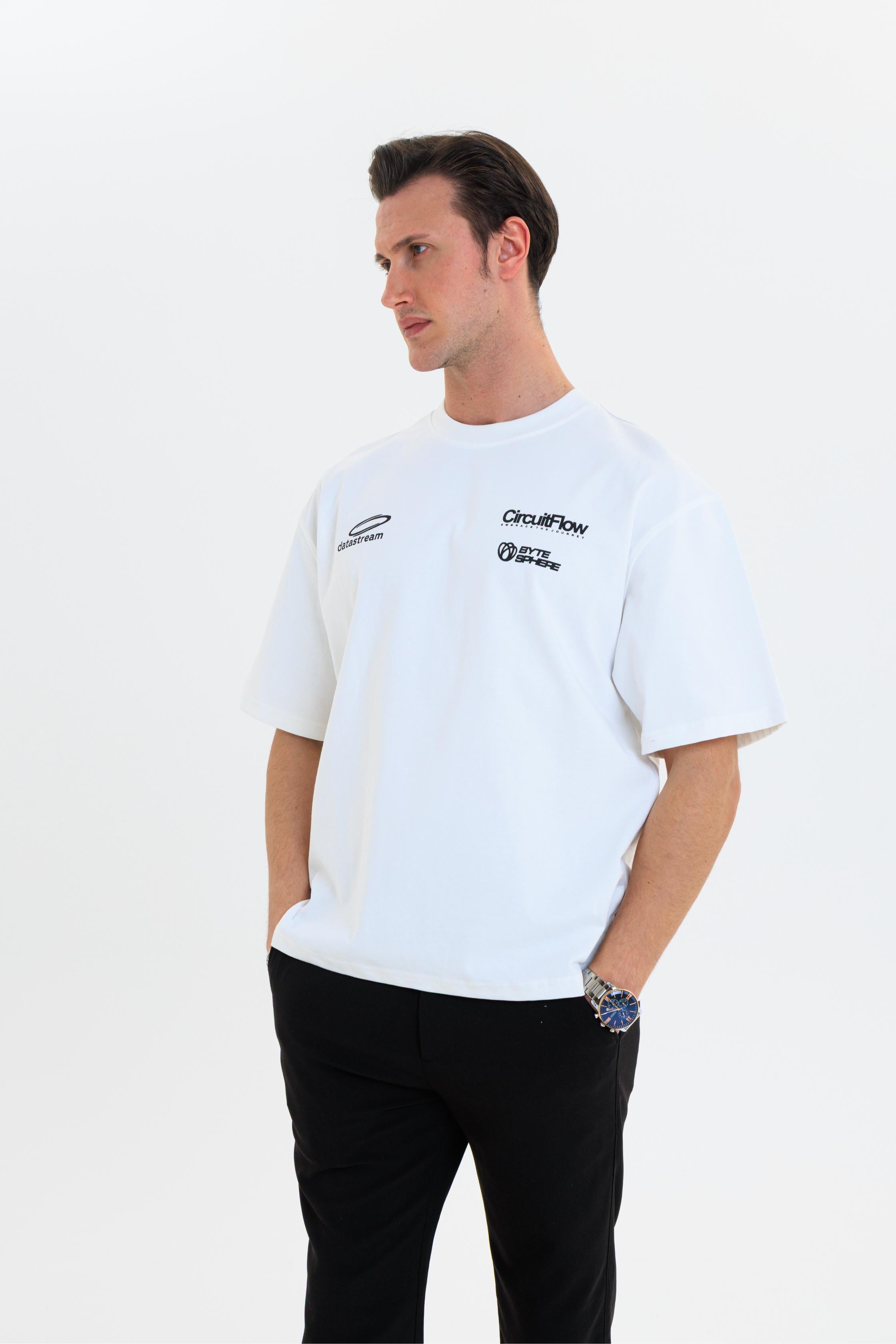 GEWER Erkek Basic T-Shirt Beyaz - Bisiklet Yaka & Kısa Kollu Oversize Kalıp