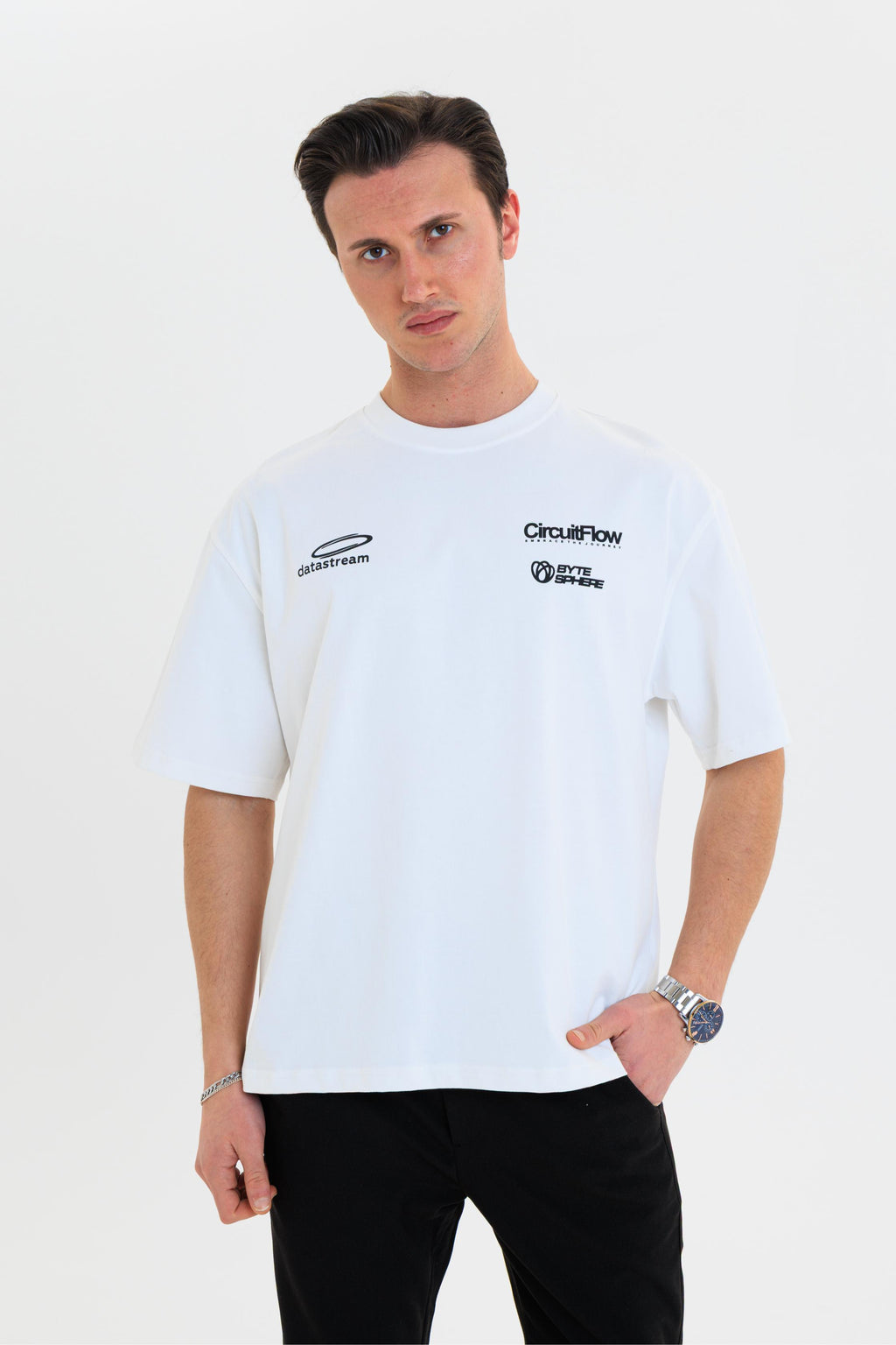 GEWER Erkek Basic T-Shirt Beyaz - Bisiklet Yaka & Kısa Kollu Oversize Kalıp