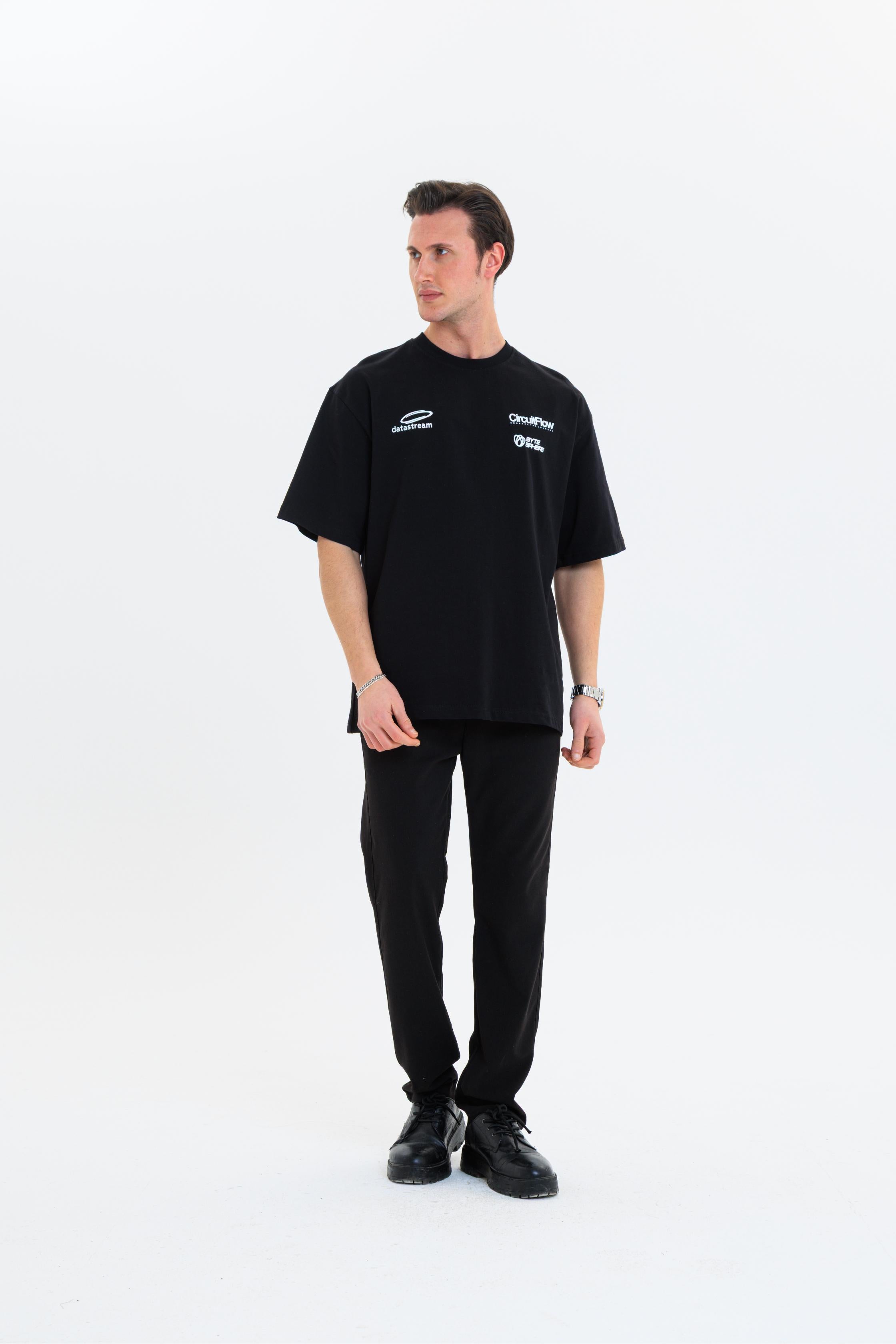 GEWER Erkek Basic T-Shirt Siyah - Bisiklet Yaka & Kısa Kollu Oversize Kalıp