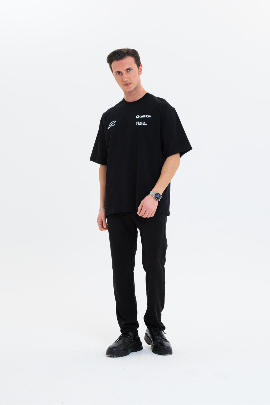 GEWER Erkek Basic T-Shirt Siyah - Bisiklet Yaka & Kısa Kollu Oversize Kalıp