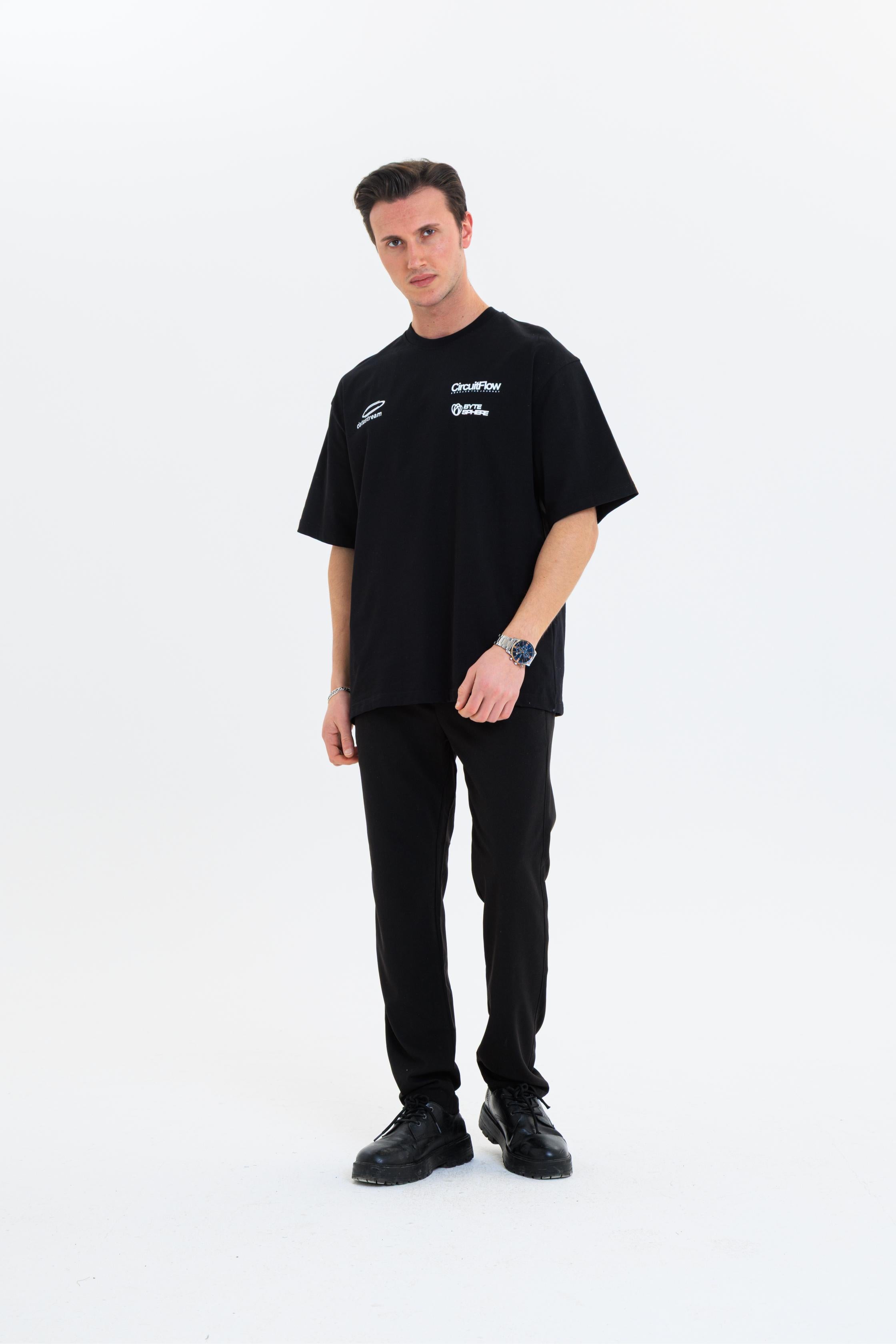 GEWER Erkek Basic T-Shirt Siyah - Bisiklet Yaka & Kısa Kollu Oversize Kalıp
