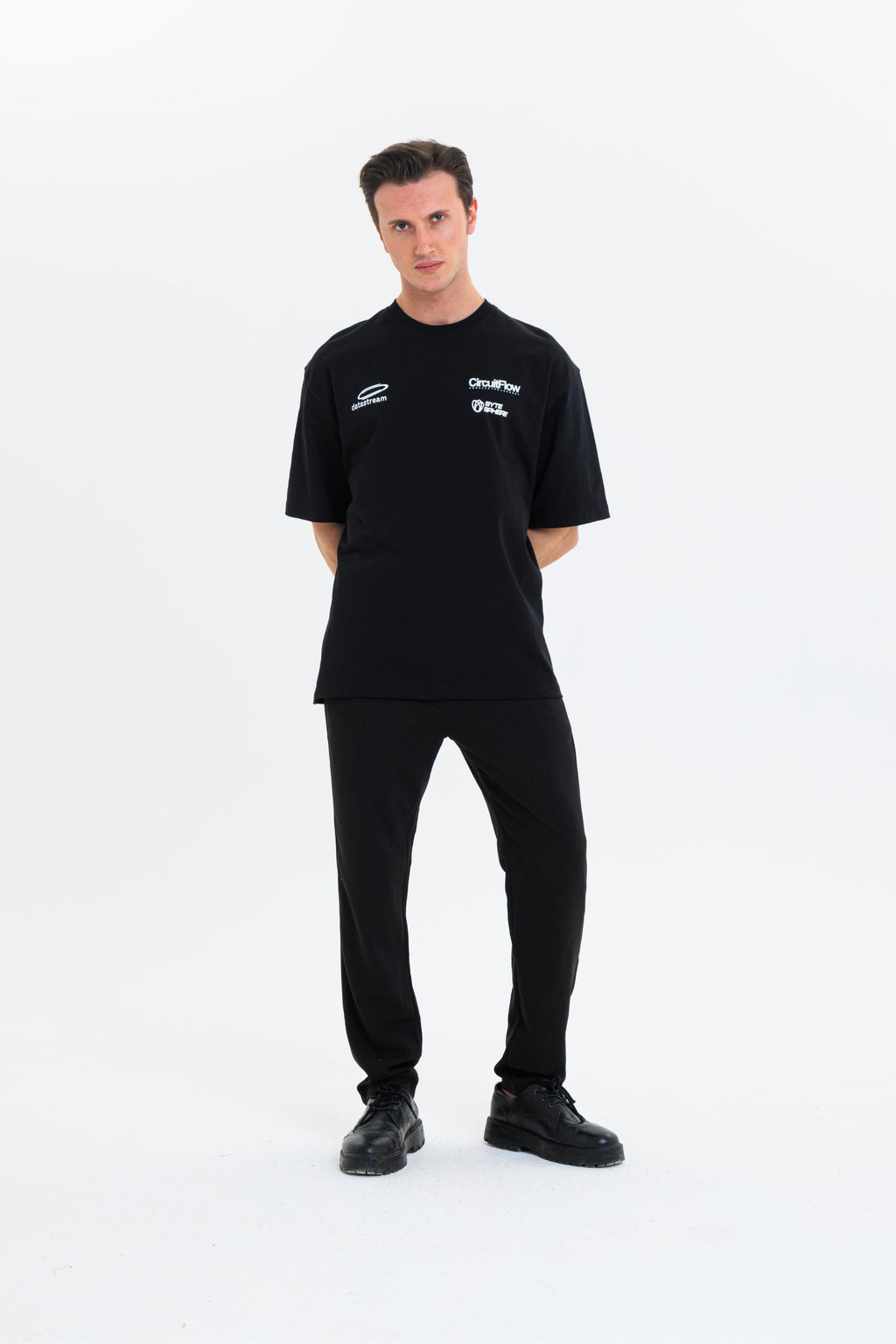 GEWER Erkek Basic T-Shirt Siyah - Bisiklet Yaka & Kısa Kollu Oversize Kalıp