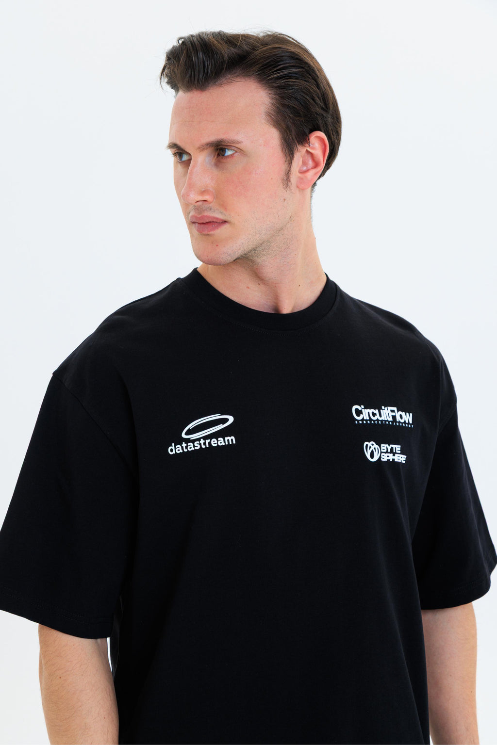 GEWER Erkek Basic T-Shirt Siyah - Bisiklet Yaka & Kısa Kollu Oversize Kalıp
