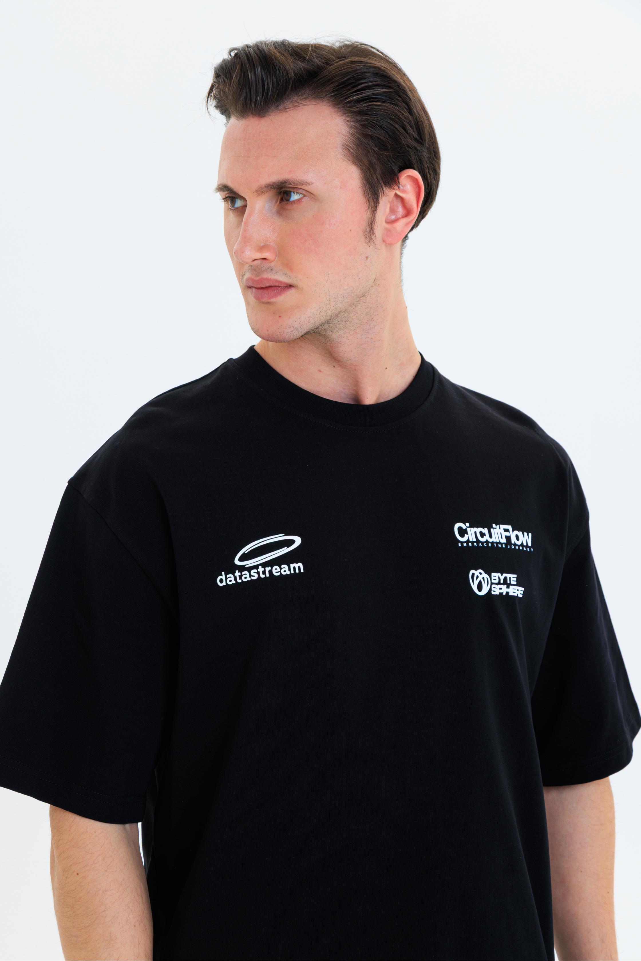 GEWER Erkek Basic T-Shirt Siyah - Bisiklet Yaka & Kısa Kollu Oversize Kalıp