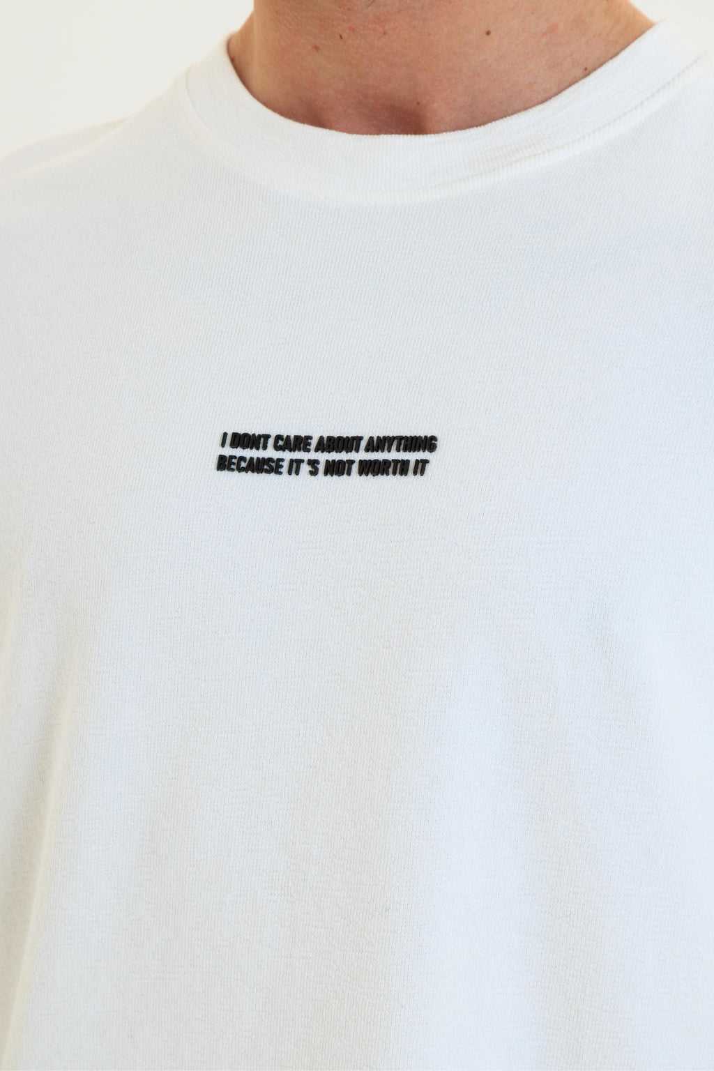 GEWER Erkek Basic T-Shirt beyaz - Bisiklet Yaka & Kısa Kollu Oversize Kalıp Triko Kumaş